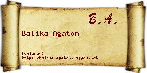 Balika Agaton névjegykártya